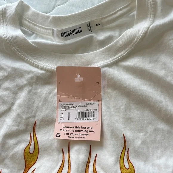 White Vintage Car graphic oversized t-shirt - Picture 4 of 4